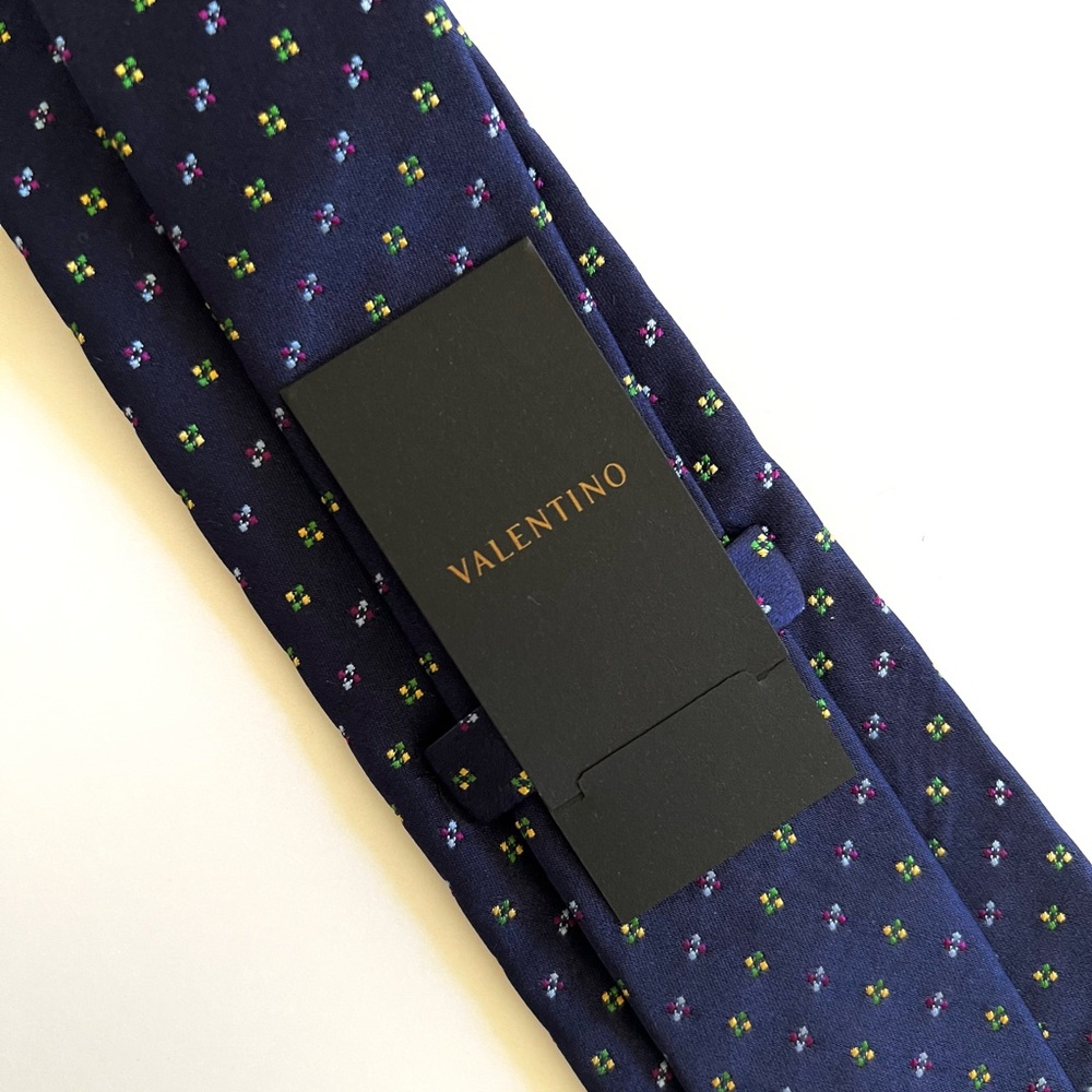 NEW Valentino Men's Silk Tie in Navy with Subtle Pattern